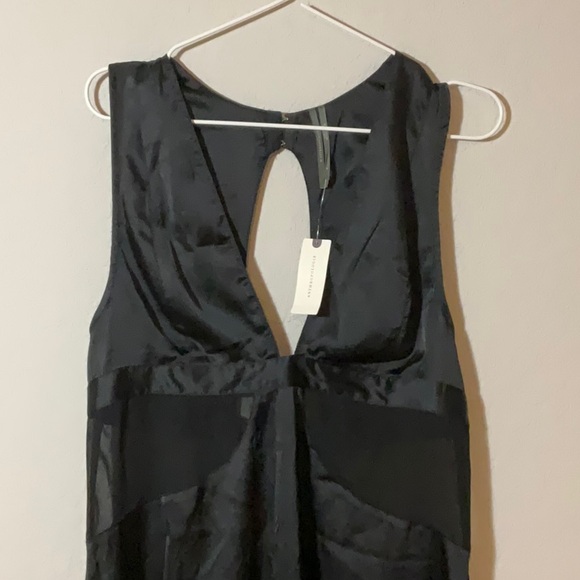 ANTRHOPOLOGIE Sheer Harness black satin dress size M nwt party dress - Picture 5 of 7